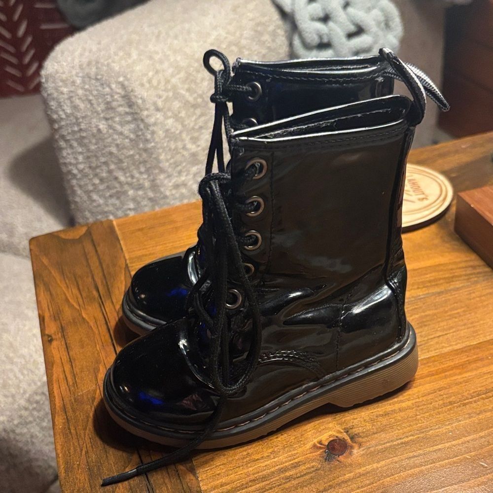 Shiny Black like DOCs Toddler Combat Boots